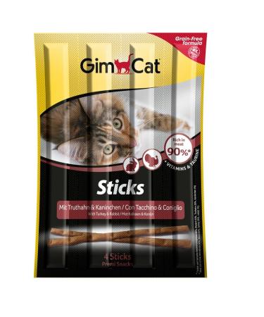 GimCat Sticks Turkey & Rabbit - Soft chew snack as a reward with a high meat content and vitamins - 24 packs (24 x 20 g)