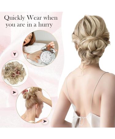 Vlasy Messy Bun Hair Piece | Curly Wavy Scrunchies Extensions | Synthetic Chignon Updo | Girls Hair Accessories (35g F16/613#) - Buy Online on SooperMarket.com
