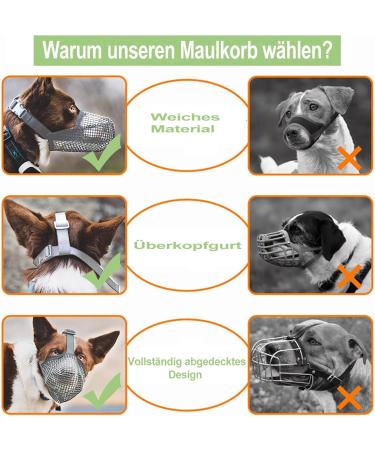 Breathable Mesh Dog Muzzle - Adjustable for Small Medium & Large Breeds | Prevents Biting Chewing & Barking - Gray XS - Buy Online on SooperMarket.com
