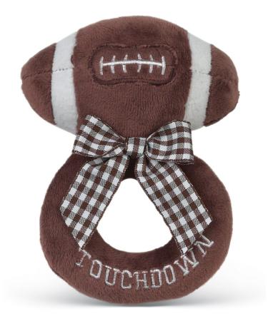 Bearington Baby Touchdown Plush Stuffed Animal Football Soft Ring Rattle, 5.5"