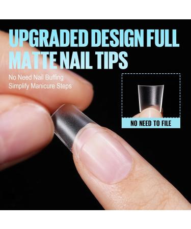 TOMICCA Short Coffin French Edge Nail Tips - 510pcs Half Cover False Nails | Natural Matte Acrylic Extension Tips | 15 Sizes for Salon Nails - Buy Online on SooperMarket.com