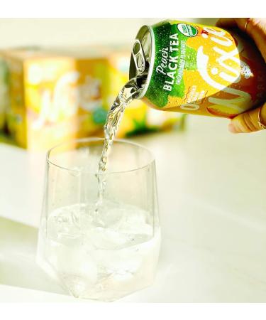 Nixie Sparkling Water Peach Black Tea Lightly Caffeinated (30mg) | 12 fl oz cans 24 pack | Organic Non-GMO 0 Calories 0 Sugar 0 Sodium - Buy Online on SooperMarket.com