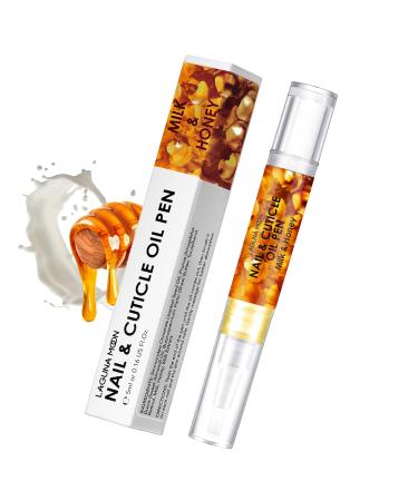 Lagunamoon Cuticle Oil Pen for Nail Care 5ml Nail Oil Pen with Natural Ingredients to Moisturize and Nourish Dry Nails and Cuticles Cuticle Oil to Prevent Nail Cracking and Hangnails Milk & Honey