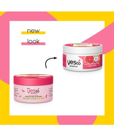 Yes To Grapefruit Weekly Acid Pads | Brightening Exfoliating Treatment for Glowing Skin | Improves Tone & Texture with Antioxidants AHAs & BHAs | Natural Vegan Cruelty-Free | 12-Count - Buy Online on SooperMarket.com