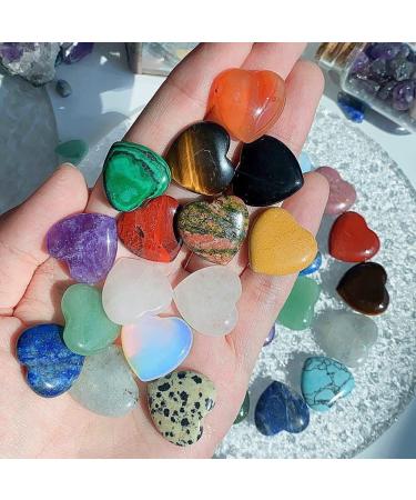 FURREN 15 Piece Quartz Clear Quartz Eye Heart Set Palm Thumb Gemstones 0.8 Inch - Buy Online on SooperMarket.com