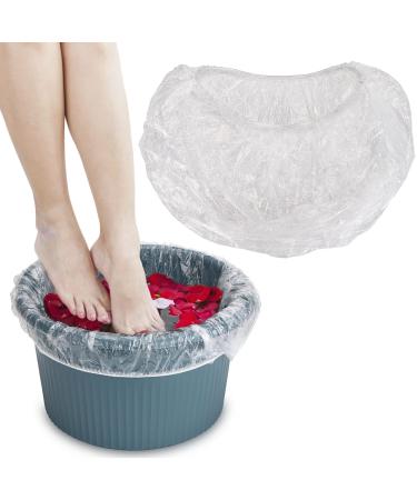 Noverlife 100PCS Disposable Pedicure Spa Liners Clear Plastic Single Use Foot Spa Liners Disposable Foot Tub Liner One-off Foot Bath Basin Bags for Foot Pedicure Spa Beauty Salon Hotel Home Use