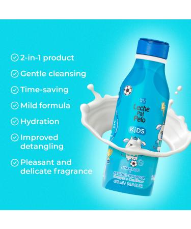 Leche Pal Pelo Kids 2-in-1 Shampoo & Conditioner | Gentle SLS & Paraben-Free with Coconut Jojoba Oil & Aloe Vera - 14.9 fl. oz | International Shipping Available - Buy Online on SooperMarket.com
