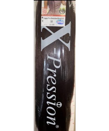 4pack NEW 60 INCH XPRESSION LAGOS BRAID PRE-PULLED PRE-STRECHED Hair Extension 60 2 In A Pack (Colour 33 Brown/Auburn) Heat Resistant Tangle Free Dark Auburn Brown 1 - Buy Online on SooperMarket.com