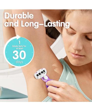Travel Razors for Women | 5-Blade Portable Razor with Case | Smooth Shaving Essentials in Purple - Buy Online on SooperMarket.com