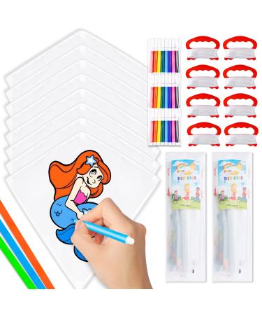 JOYIN Multi Pack DIY Blank Diamond Kite with Watercolor Pens and Kite String, Decorating Coloring Kite, Kids Kite Making Craft Kits, Large Beach Kite Easy to Fly Kite for Outdoor Games and Activities Eight Pack
