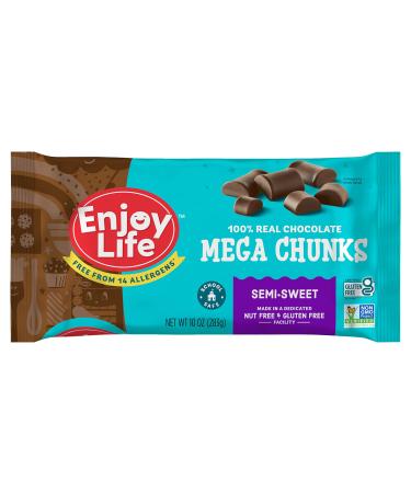 Enjoy Life Baking Chocolate Semi-Sweet Mega Chunks, Dairy Free Chocolate Chips, Soy Free, Nut Free, Non GMO, Gluten Free, Vegan Chocolate Chips, 10 oz bag