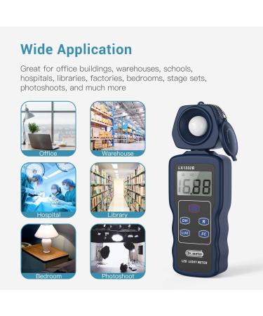 Dr.meter Professional LED Light Meter with 0-200,000 Measuring Ranges and Rotatable Detector - Buy Online on SooperMarket.com