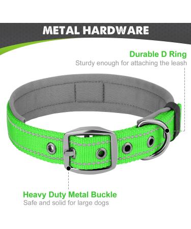 Joytale Neoprene Dog Collar for Medium Dogs - Softly Padded Reflective Green - Durable Nylon Ideal for Safe Walks (1 Pack) - Buy Online on SooperMarket.com
