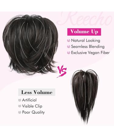 REECHO Hair Bun Claw Clip Messy Bun Hair Piece Short Ponytail Extension with Bendable Metal Wire Fake Bun Hair Pieces for Women - Dark Brown - Buy Online on SooperMarket.com