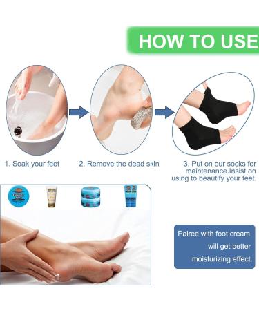 2 Pairs Moisturizing Gel Heel Socks Soft Ventilate Gel Heel Socks Open Toe Socks for Dry Hard Cracked Skin Moisturizing Day Night Care Skin (Black and Pink) 2p Black_pink - Buy Online on SooperMarket.com