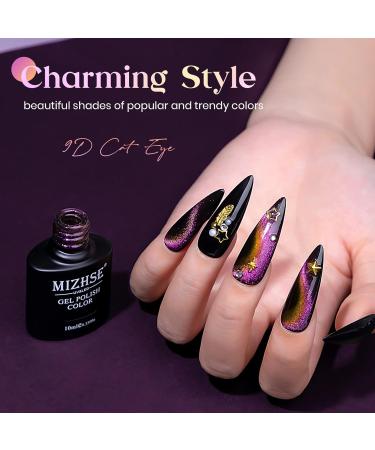 MIZHSE Glitter Nail Polish Cat Eye 9D Gel Nail with Magnetic Stick Soak-Off UV LED Gel Polish Discoloration Manicure DIY Gel Nail Polish 10ml*1 - Buy Online on SooperMarket.com