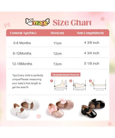 Sonsage Infant Baby Girls Bowknot Mary Jane Princess Flats | Anti-Slip Sole | Wedding Dress Shoes | 6-12 Months | Black - Buy Online on SooperMarket.com