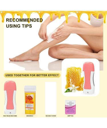 Honey Wax Roller Hair Removal Kit for Sensitive Skin | Soft Wax Warmer with 2 Cartridges, 10 Wipes, 100 Wax Strips - Pink - Buy Online on SooperMarket.com