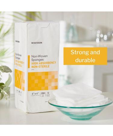 McKesson Non-Woven Sponges 4x4 Inch, 200 Count - High Absorbency, Polyester/Rayon, 4-Ply, Non-Sterile - Buy Online on SooperMarket.com
