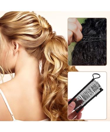 KALLORY 2pcs Vintage Stretch Banana Hair Clips | No Crease Hair Grip Styling Tool for Women - Black | 11.5X4.3X1CM - Buy Online on SooperMarket.com