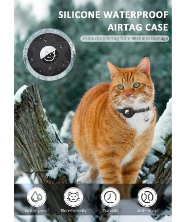 Reflective AirTag Cat Neck Band with Bell | Lightweight Tracker Collars for Kittens & Young Cats - Black - Buy Online on SooperMarket.com