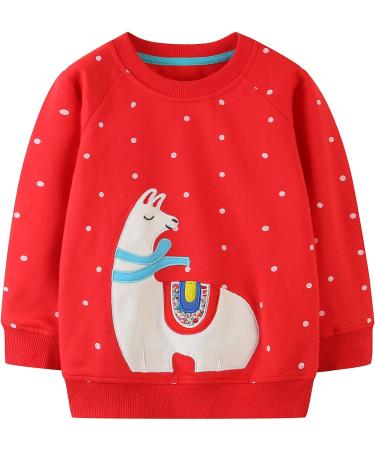 Girls Cotton Sweatshirt | Long Sleeve Pullover | Toddler Casual Jumper | Age 2-3 Years | Red - Buy Online on SooperMarket.com