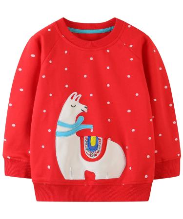Girls Sweatshirt for Kids Cotton Top Casual Jumper Girl T Shirt Toddler Clothes Long Sleeve Pullover Age 1-12 Years 5-6 Years Red