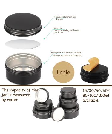 Buy 24-Pack 50ml Matte Black Aluminum Screw Cap Cream and Candle Containers | Eco-Friendly Cosmetic Cans | International Shipping Available - Buy Online on SooperMarket.com