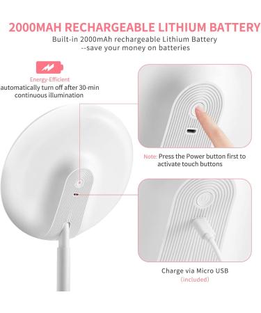 Rechargeable Lighted Makeup Mirror with 1X/10X Magnification | 46 LED Lights | 3 Lighting Modes | Touch Screen Dimmable Vanity Mirror | 90 Rotation | Portable Travel Cosmetic Mirror - Buy Online on SooperMarket.com