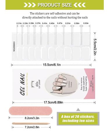 Kalolary 20PCS White Semi Cured Gel Nail Polish Strips - Waterproof Adhesive Full Wrap Stickers with Nail File - UV/LED Lamp Required - Buy Online on SooperMarket.com