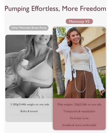 MomcoZy Ultra-Light Milk Pump V2 | Portable Double Electric Pump 27 Combinations Low-Noise & Pain-Free | Dusty Rose Flanges 17/19/21/27 mm - Best for On-the-Go Moms - Buy Online on SooperMarket.com