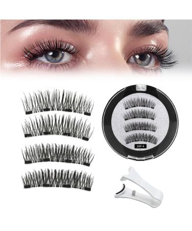 Lumentes Magnetic Eyelashes Lumentes Magnetic Lashes Magnetic Eyelashes Without Eyeliner Reusable Magnetic Eyelashes with Applicator No Glue or Liner Needed (Color : 24P-4)