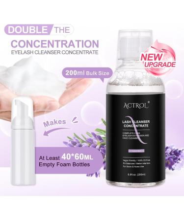 Eyelash Cleanser Concentrate 200ml Lavender Professional Lash Shampoo Foaming Cleanser Paraben & Sulfate Free Non-lrritating Wash for Extensions Lashes with Salon Home Care-Makes 20 Bottles Lavender 200ml - Buy Online on SooperMarket.com