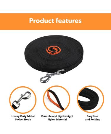 Pet Prime 10m Long Dog Training Lead with Padded Handle - Heavy Duty Nylon Leash for Small, Medium & Large Dogs - 1 Inch Wide - Buy Online on SooperMarket.com