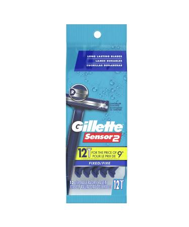 Gillette Sensor2 Men's Disposable Razor, 12 Count (Pack of 3), Blue