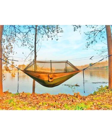 Sunyear Camping Hammock  Portable Double Hammock with Net  2 Person Hammock Tent with 2*10ft Straps  Best for Outdoor Hiking Survival Travel Army Green/Khahi 55"W*106"L - Buy Online on SooperMarket.com