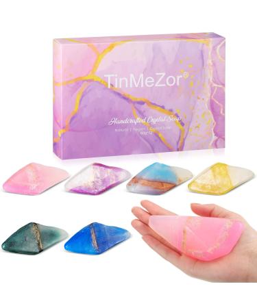 Loopeer 6 Pieces Soap Bars 5 oz Crystal Soap with Fragrance Scented Gemstone Bath Decorative Soap for Kids Women Men Moisturizes Skin Hand Face Body Gift 6 Scents
