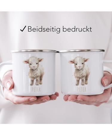 Personalized Sheep Enamel Cup for Kids - Custom Name Drinking Cup | Ideal Gift for Boys & Girls - 300 ml - Buy Online on SooperMarket.com