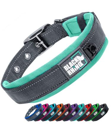 Black Rhino - The Comfort collar super soft neoprene posted dog collar for all dog breeds - highly contaminable adjustable reflective weatherproof (XL aqua/gray) Aqua/gray XL