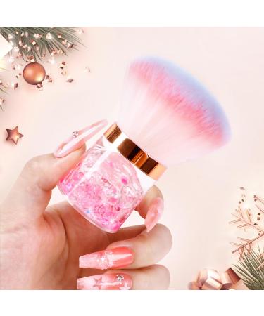 Nail Dust Brush Nail Art Dust Powder Remover Brush Pink Soft Dust Brush for Acrylic Nails Nail Duster Brush Makeup Brushes Manicure Brush Clean Up Tools Nail Art Brush Round