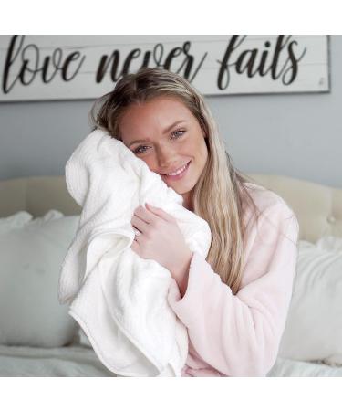 Leporem Extra Large Microfiber Hair Towel - Super Absorbent & Fast Drying - Dual Elastic Straps - Ideal for Thick Long & Curly Hair - White - Buy Online on SooperMarket.com