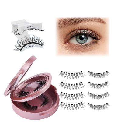 Fadlash Magnetic Eyelashes Kit Magnetic No Glue Eyelashes Natural Look Reusable Magnetic Eyelashes 2 Pairs Magnetic Lashes Without Eyeliner (Y1+Y3)