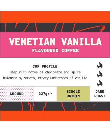 Italian Vanilla Flavoured Ground Coffee 227g Bag - Arabica Dark Roast with Chocolate & Vanilla Notes - Single Origin Omni Grind - Fresh Coffee by We Are Coffee Co - Buy Online on SooperMarket.com