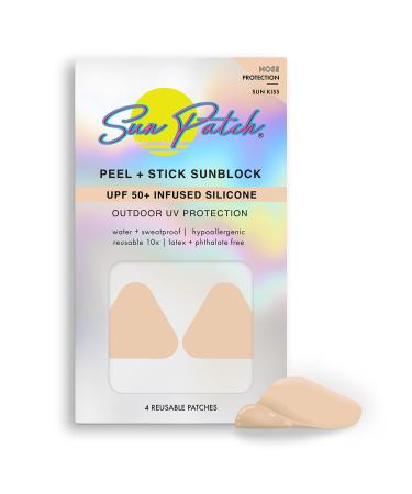 Sun Patch  Reusable Sunblock Patches for Nose  100% Silicone Sunscreen Nose Patches for UV Protection  Face Stickers with UPF 50  1 Pack/4 Patches  Sunkiss (Nude)
