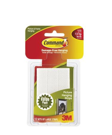 Command Picture Hanging Strips White Large 12 Pairs