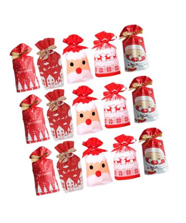 PLAFOPE Chrismas Bags 50pcs Christmas Drawstring Bag Candy Bags Holiday Santa Bag Drawstring Candy Bag Child Bag Food