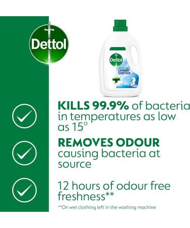 Dettol Anti-Bacterial Laundry Cleanser Additive Fresh Cotton 2.5L - Kills 99.9% of Bacteria | Pack of 1 - Buy Online on SooperMarket.com
