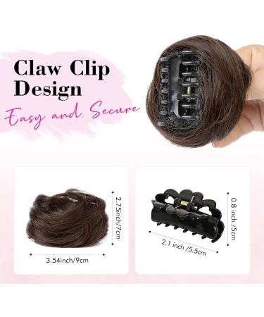 REECHO 2 PCS Mini Claw Clip in Messy & Cat Ears Hair Bun Extensions Wig Accessory Updo Hairpieces for Women Girls (Pack of 2-3.5" Wavy Dark Chocolate Brown) Pack of 2 - 3.5" Wavy Dark Chocolate Brown - Buy Online on SooperMarket.com