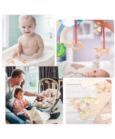 Shop Baby Wooden Pouring Ring Toys - 9 Natural Wood Teething Rings for Babies | Safe DIY Handmade Baby Toys - Buy Online on SooperMarket.com