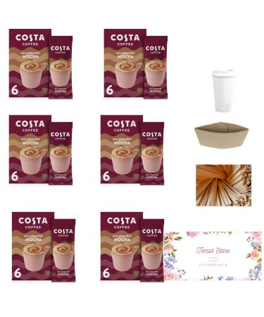 Temas Costa Coffee Instant Coffee Sachets Bundled With Reusable Coffee Cup Sleeves & Coffee Stirrers | Millionaire Mocha | Coffee Gifts (Millionaire Mocha)